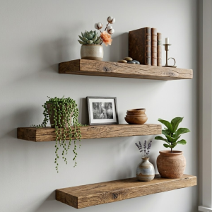 Rustic Floating Wooden Wall Shelves Livelyhomez