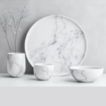 White Marble Ceramic Dinner Set Livelyhomez