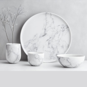 White Marble Ceramic Dinner Set Livelyhomez