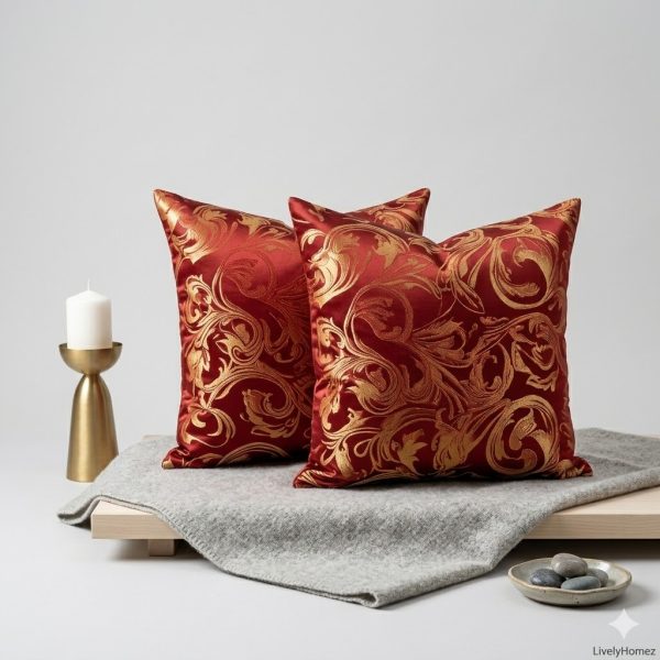 Luxury Red and Gold Cushion Covers livelyhomez