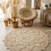 Round Boho Crochet Area Rug livelyhomez